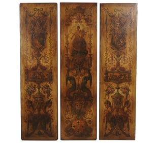 An Antique Dutch Painted Three-Panel Screen