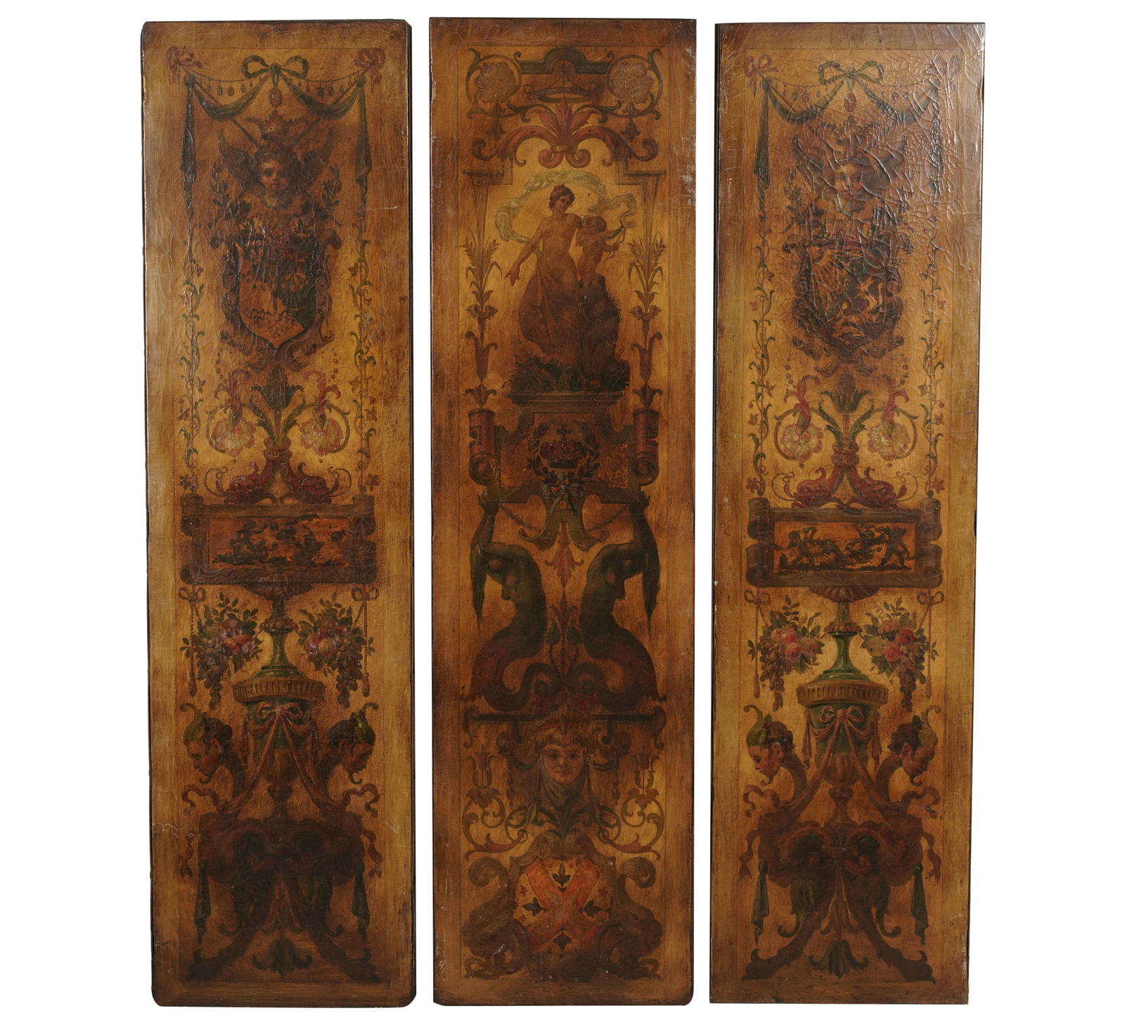 An Antique Dutch Painted Three-Panel Screen (1 of 12)