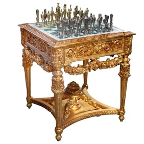 A Louis XVI-Style Giltwood Chess Table