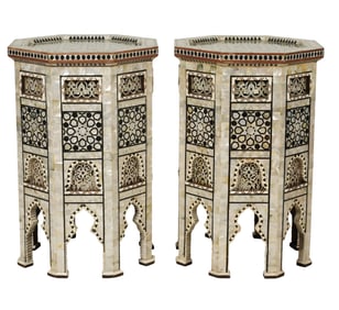 A Pair of Moorish-Style Mother-of-Pearl-Inlaid Octagonal Tables