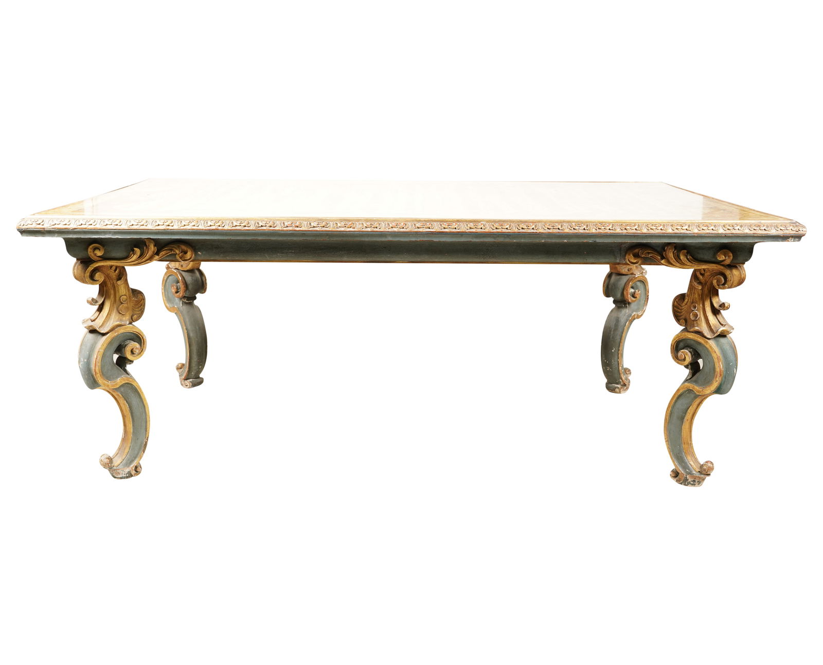 An Italian Baroque-Style Stone-Inset Dining Table (1 of 13)