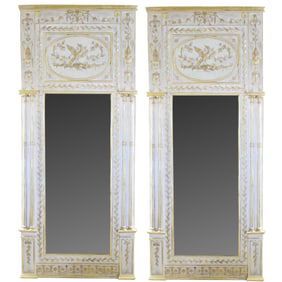 A Pair of Large Neoclassical-Style Trumeau Mirrors
