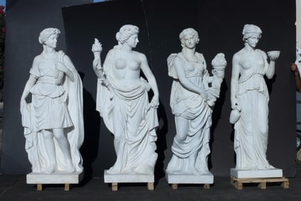 Four Italian Carrara Marble Figures of the Four Seasons