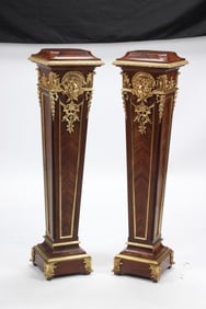 A Pair of Regence-Style Mahogany Pedestals