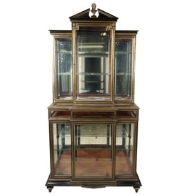 A French Empire Brass-Inlaid Vitrine Cabinet