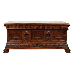 A Carved Walnut Cassone