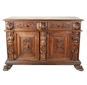 A Renaissance Revival-Style Carved Walnut Cabinet