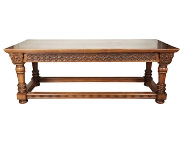 A Renaissance Revival-Style Carved Oak Library Table