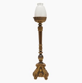 A Venetian Baroque-Style Gilt and Black-Painted Wood Torchiere