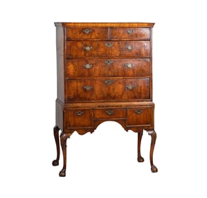 A Queen Anne Walnut Chest-on-Stand