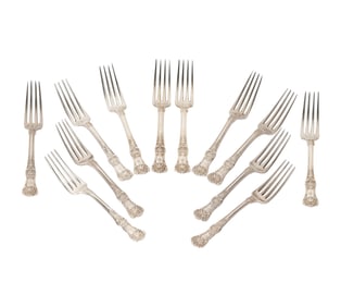 12 Tiffany English King Sterling Forks