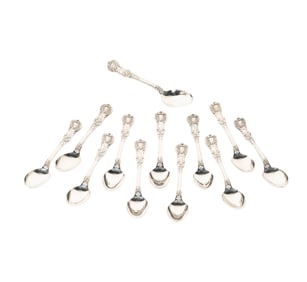 12 Tiffany English King Sterling Oval Soup Spoons