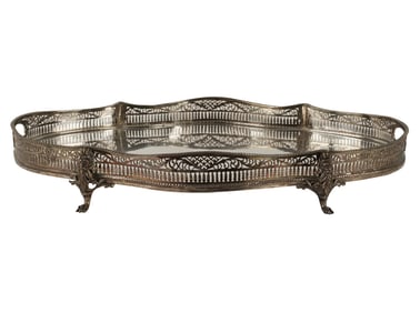 A Large Sterling Neoclassical-Style Footed Tray