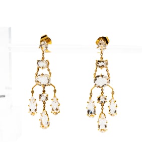H. Stern Pair of 18 Karat Yellow Gold and Crystal Drop Earrings