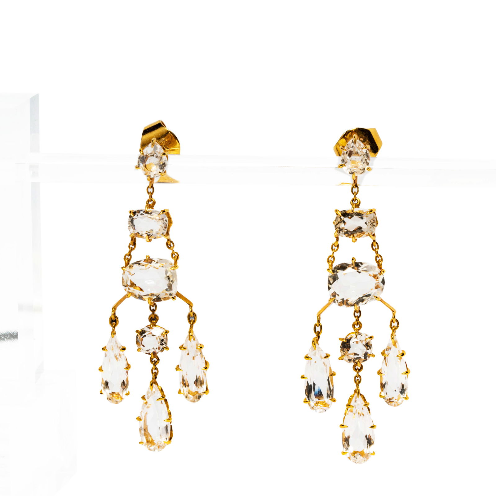 H. Stern Pair of 18 Karat Yellow Gold and Crystal Drop Earrings