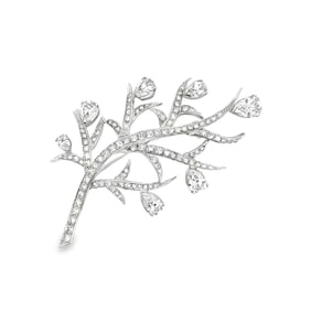 14 Karat White Gold Diamond Branch Brooch