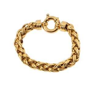 Italian 14 Karat Yellow Gold Braided Bracelet