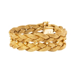18 Karat Yellow Gold Braided Bracelet
