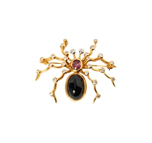 Tiffany & Co., Paloma Picasso 18 Karat Gold, Platinum, Onyx, Rhodolite Garnet and Diamond Spider