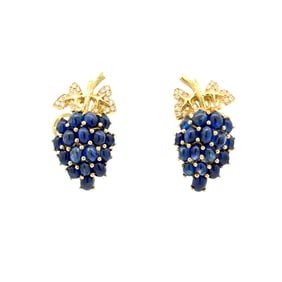 Tiffany & Co. 18 Karat Yellow Gold Sapphire and Diamond Grape Earrings