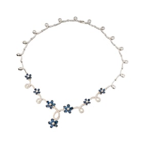 18 Karat White Gold, Sapphire, and Diamond Necklace