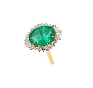 18 Karat Gold, Emerald and Diamond Ring