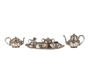 A Sanborns Mexican Sterling Six-Piece Tea Service