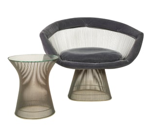 Warren Platner, Lounge Easy Chair and Cocktail Table