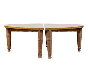 William (Billy) Haines: Oak Faux Bamboo and Marble Cocktail Table