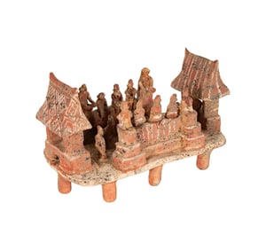 A Nayarit Pottery Platform Ball Court Scene