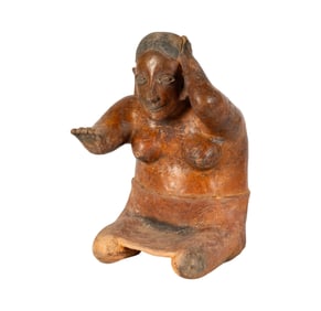 A Colima Pottery Figure of a Seated Woman