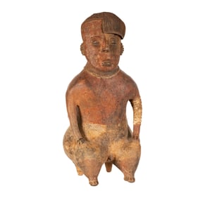 A Nayarit Pottery Figure of a Seated Man