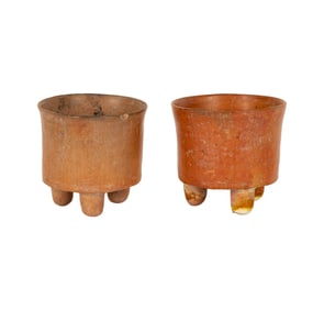 Two Mayan Pottery Tripod Bowls