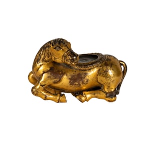 A Tibetan Gilt Bronze Horse