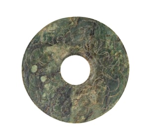 A Chinese Archaic Green Jade Bi Disc