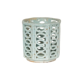 A Rare Korean White-Glazed Reticulated Brush Pot