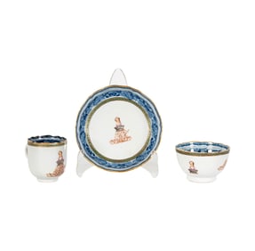 A Chinese Export Teacup, Saucer, and Bowl