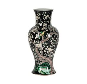 A Chinese Famille Noire Porcelain Baluster Vase