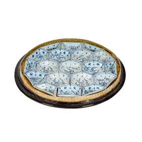 A Chinese Blue and White Porcelain Sweetmeat Set
