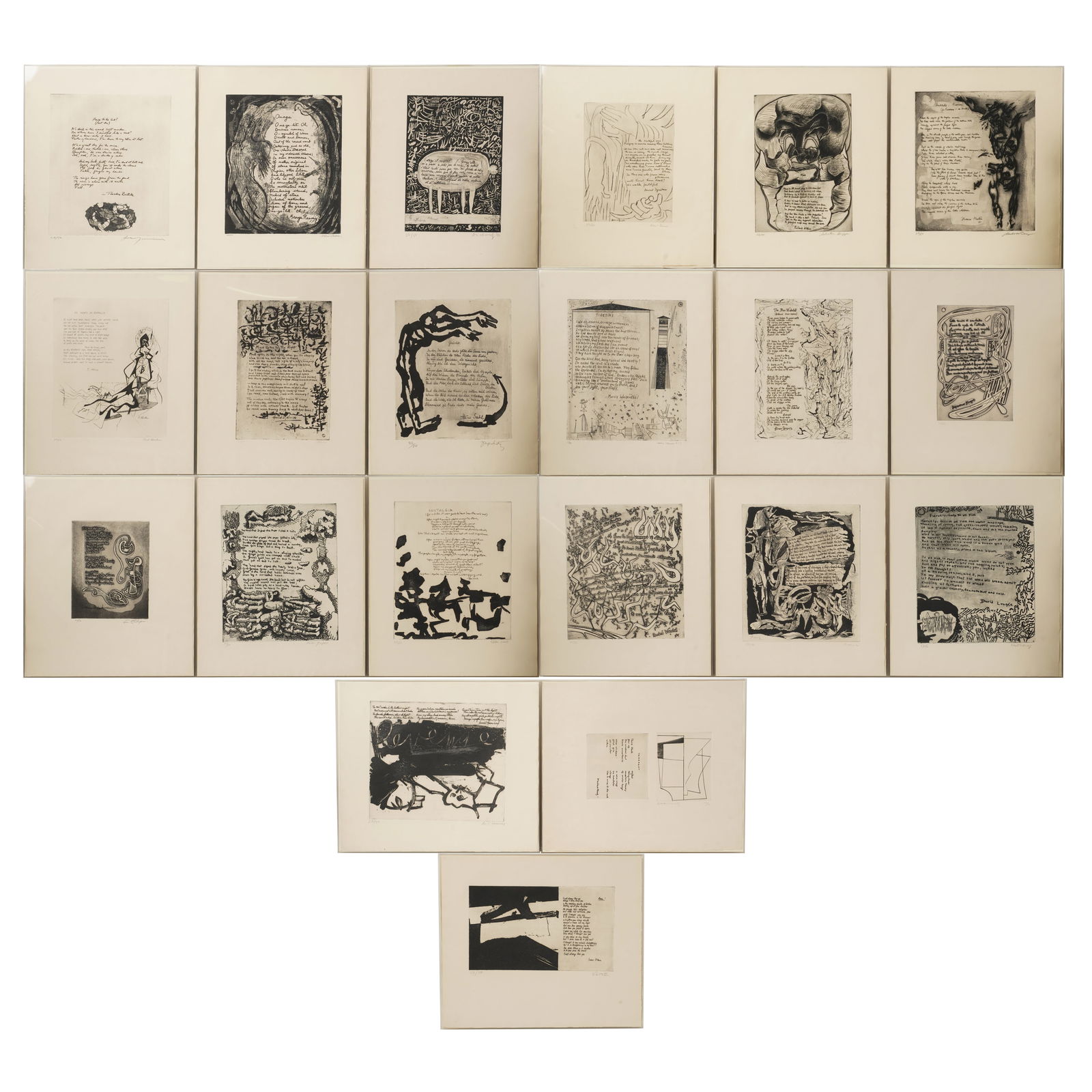 Portfolio: Twenty-One Etchings and Poems, 1960: edition 22/50, published by Atelier 17, New York; Various artists, Pierre Alechinsky, Fred Becker, Ben-Zion, Letterio Calapai, Willem de Kooning, Peter Grippe, Salvatore William Grippi, Stanley Willia