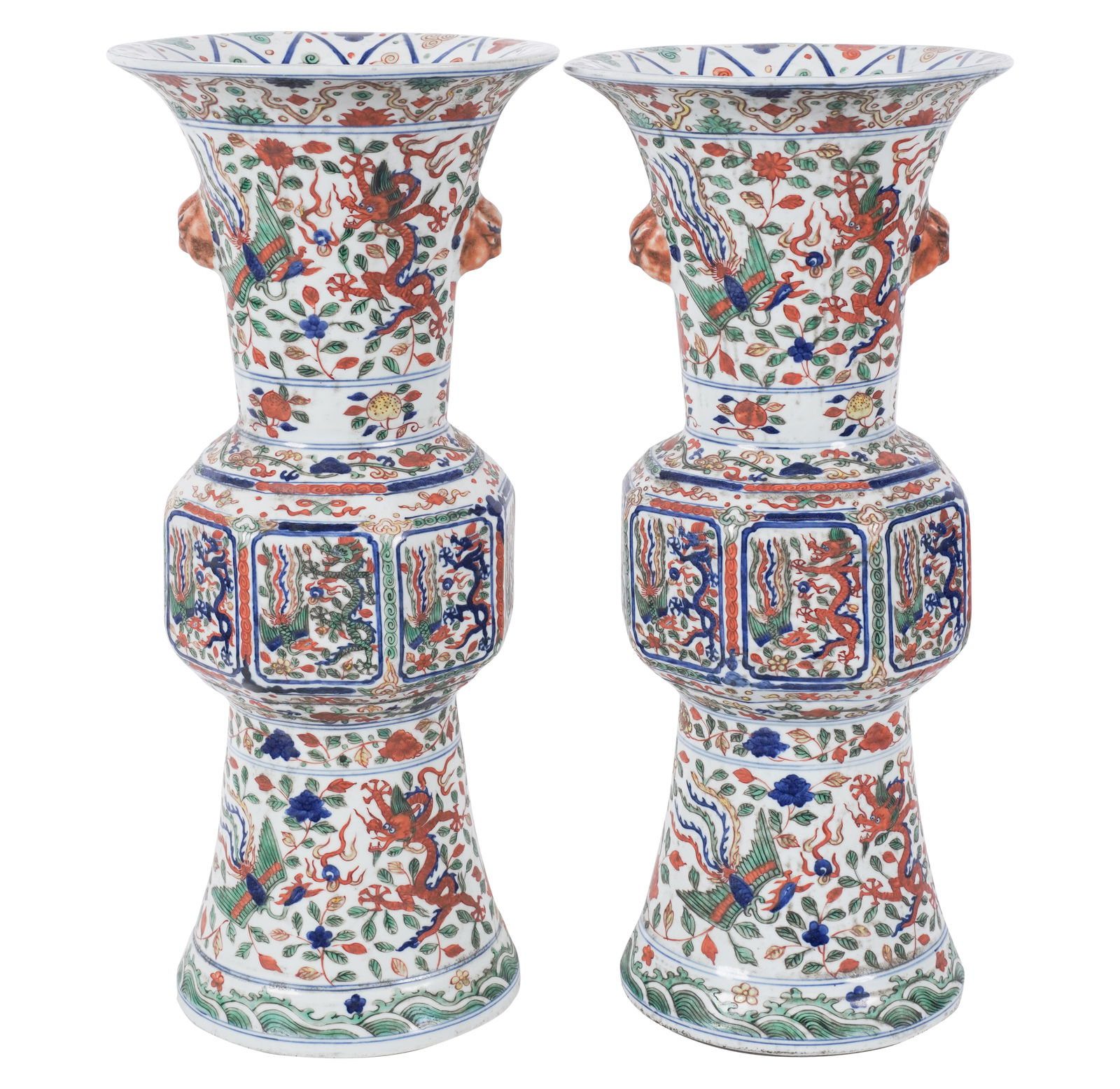 A Pair of Chinese Polychromed Porcelain Vases (1 of 12)