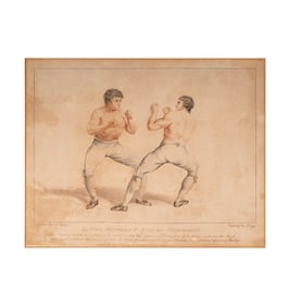 A Lithograph of Two Boxers