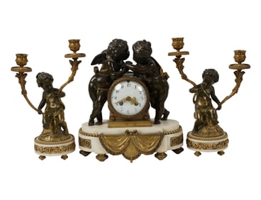 A French Three-Piece Clock Garniture