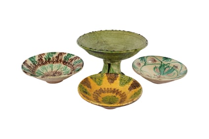 A Group of Four Glazed Pottery Table Articles