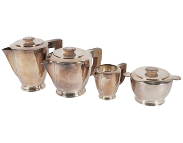 A Christofle Art Deco-Style Silver-plate Tea Service