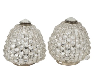 A Pair of Art Deco Clear Cut Crystal Dome-Style Lampshades