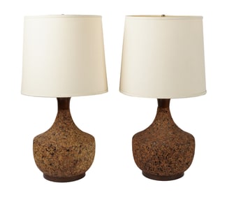 A Pair of Vintage Cork Table Lamps