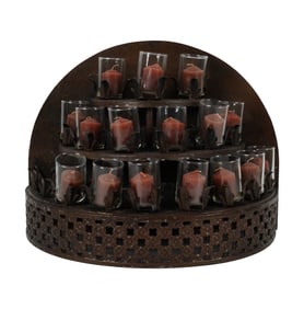A Painted Metal Votive Candle Holder