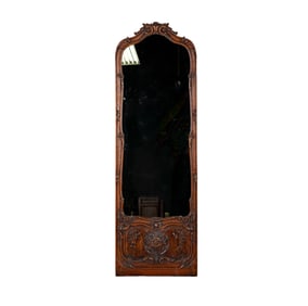 An Antique French Carved Walnut Mirror