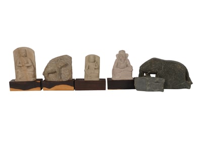 Six Asian or Indian Stone Carvings